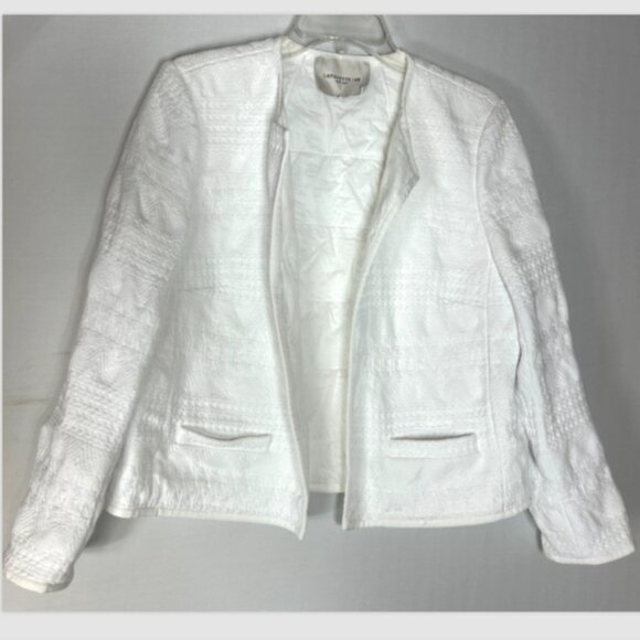 LAFAYETTE 148 LADIES BLAZER LARGE WHITE OPEN CAPSULE SUIT JACKET MINIMALIST - Picture 2 of 13
